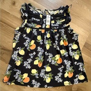 Crown & Ivy Women’s Floral Shirt Black with Lemon Print